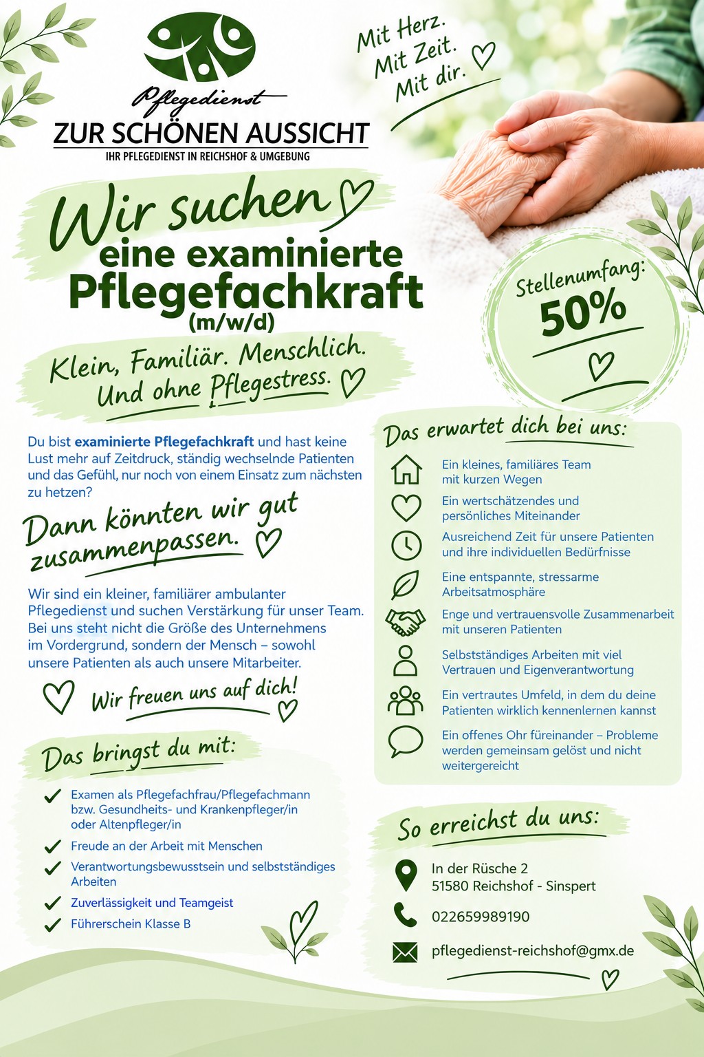 Vorschau der Stellenanzeige: Wir suchen eine examinierte Pflegefachkraft (m/w/d)
